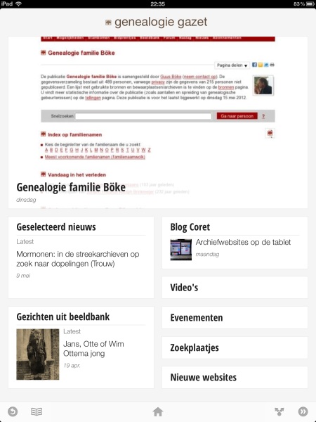 Genealogie Gazet op de iPad - view 1