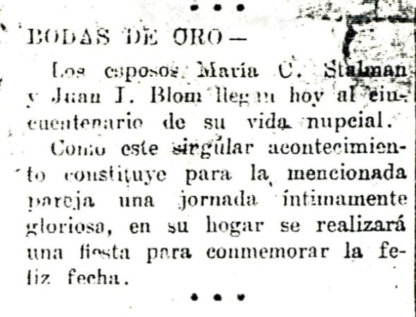  - 1923_Stallmann-Blom_50j_huwelijk_krant_Argentinie