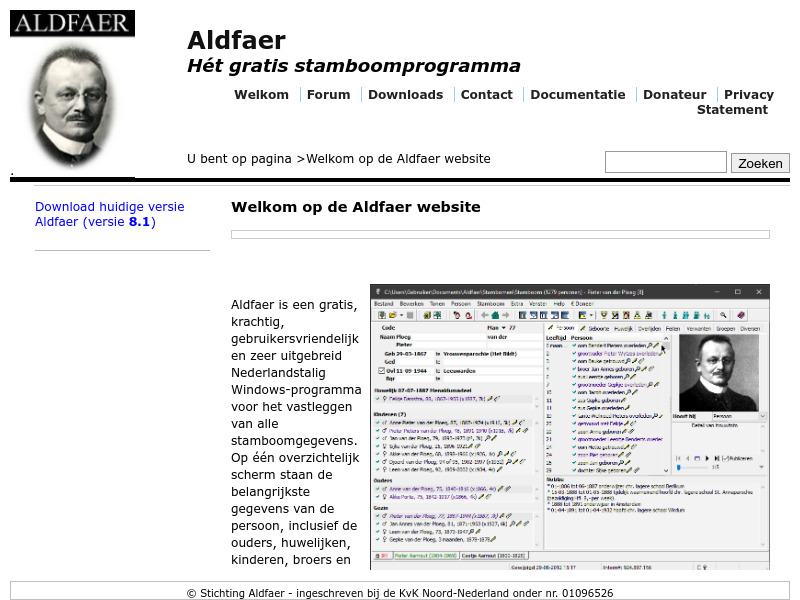 Screenshot van website