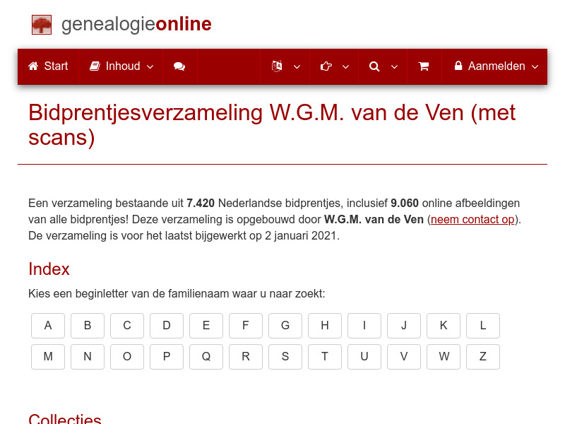 Screenshot van website