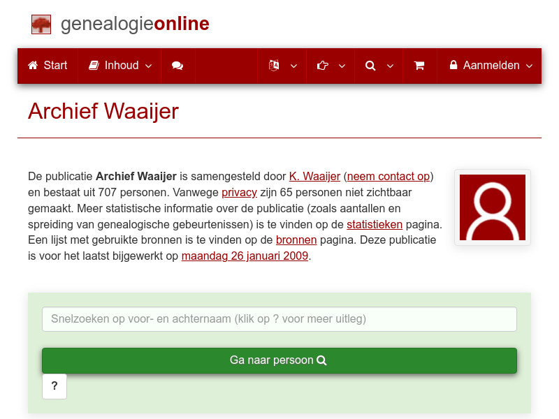 Screenshot van website