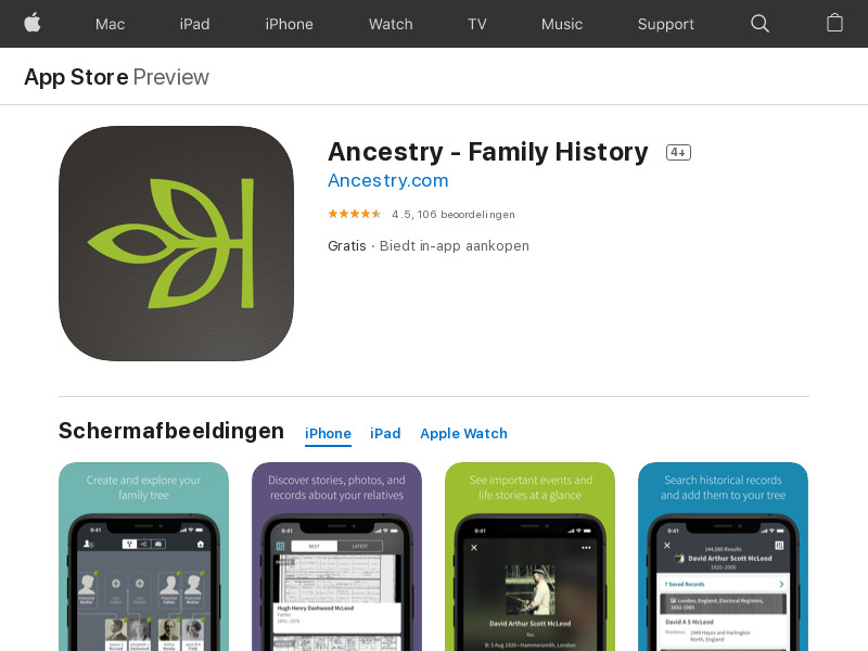 Screenshot van website