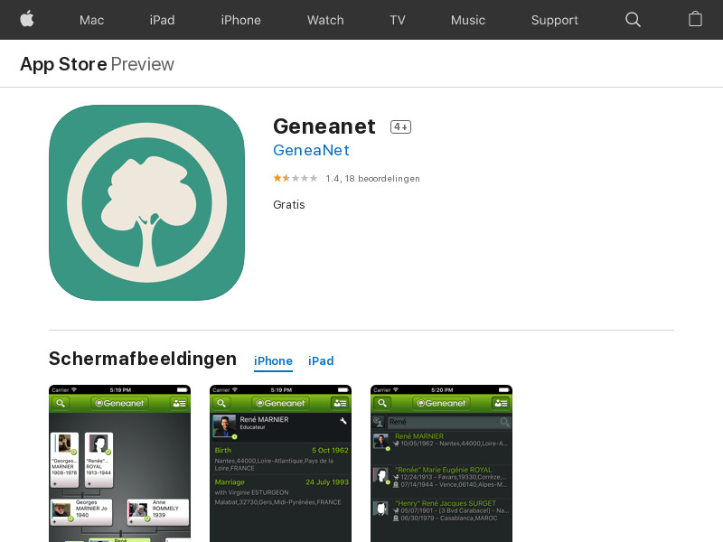 Screenshot van website