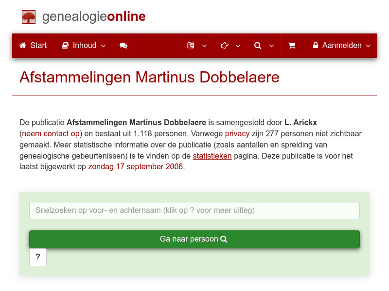 Screenshot van website