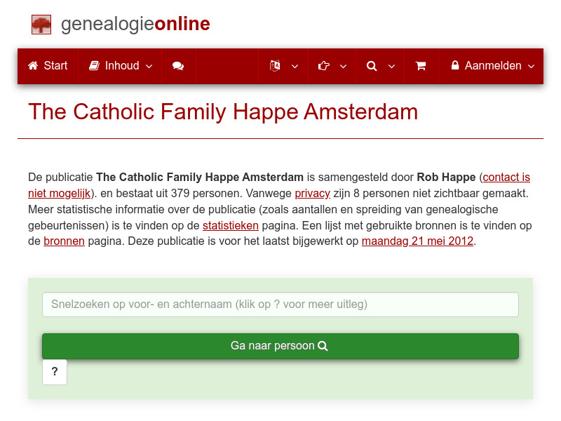 Screenshot van website