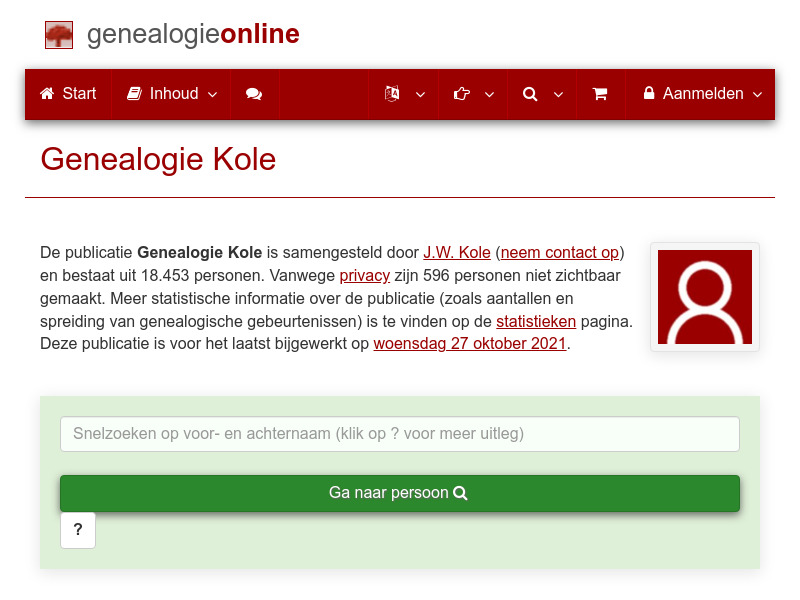 Screenshot van website