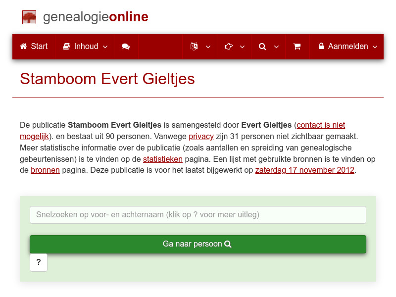 Screenshot van website