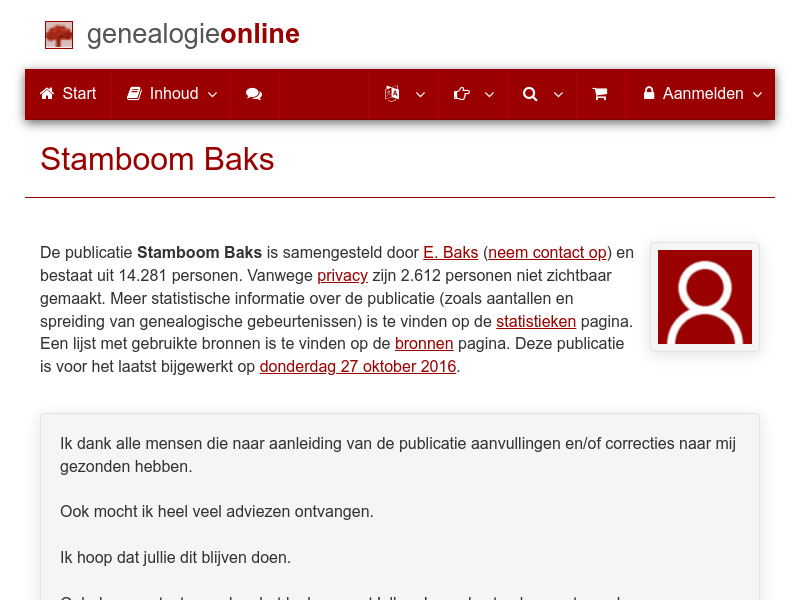 Screenshot van website