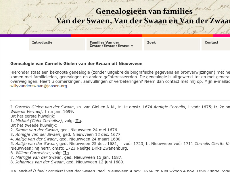 Screenshot van website