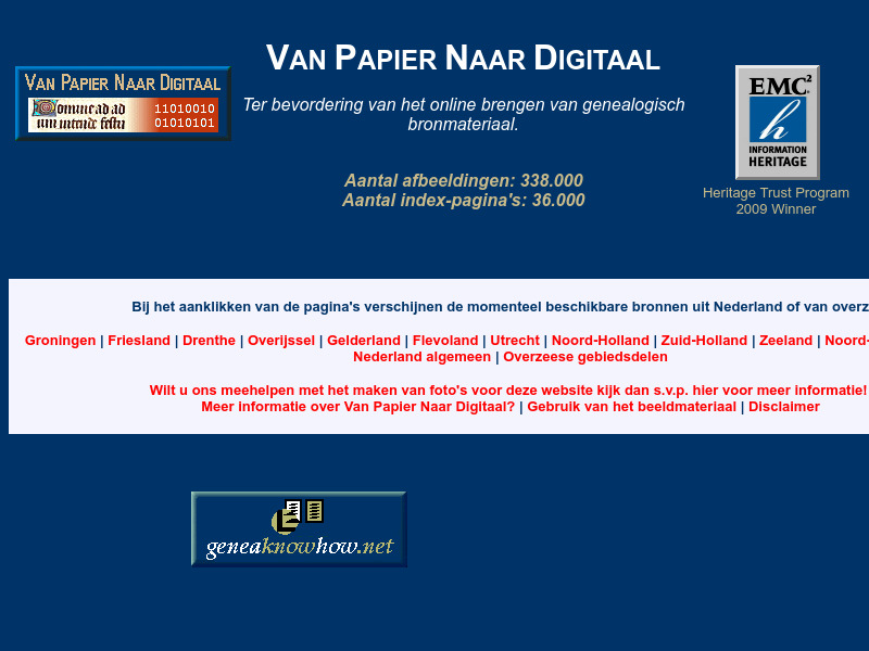 Screenshot van website