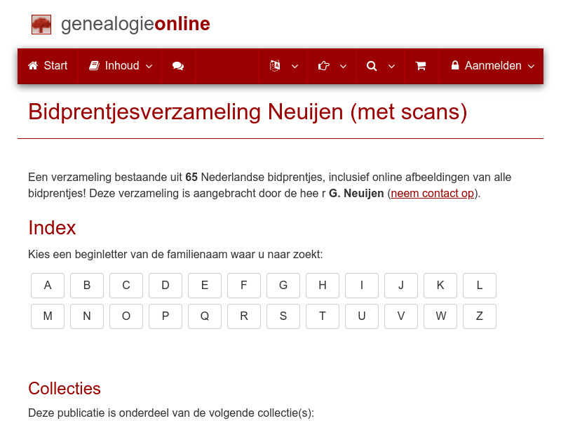Screenshot van website