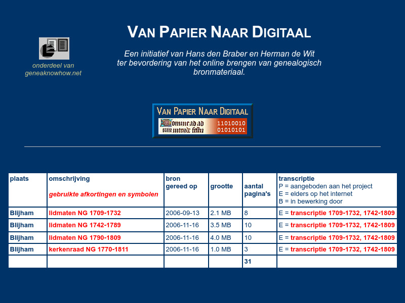 Screenshot van website