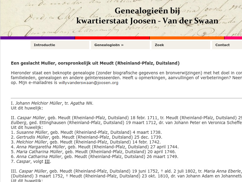 Screenshot van website
