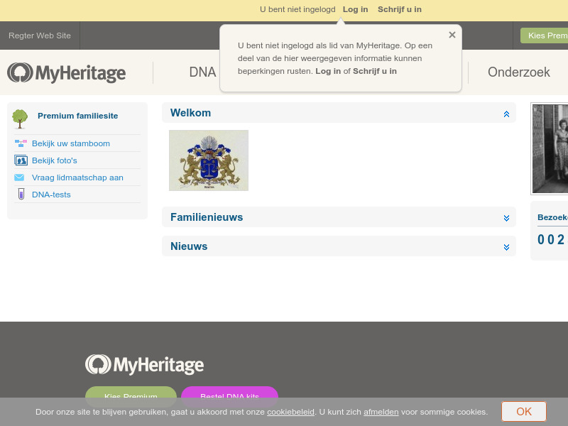 Screenshot van website