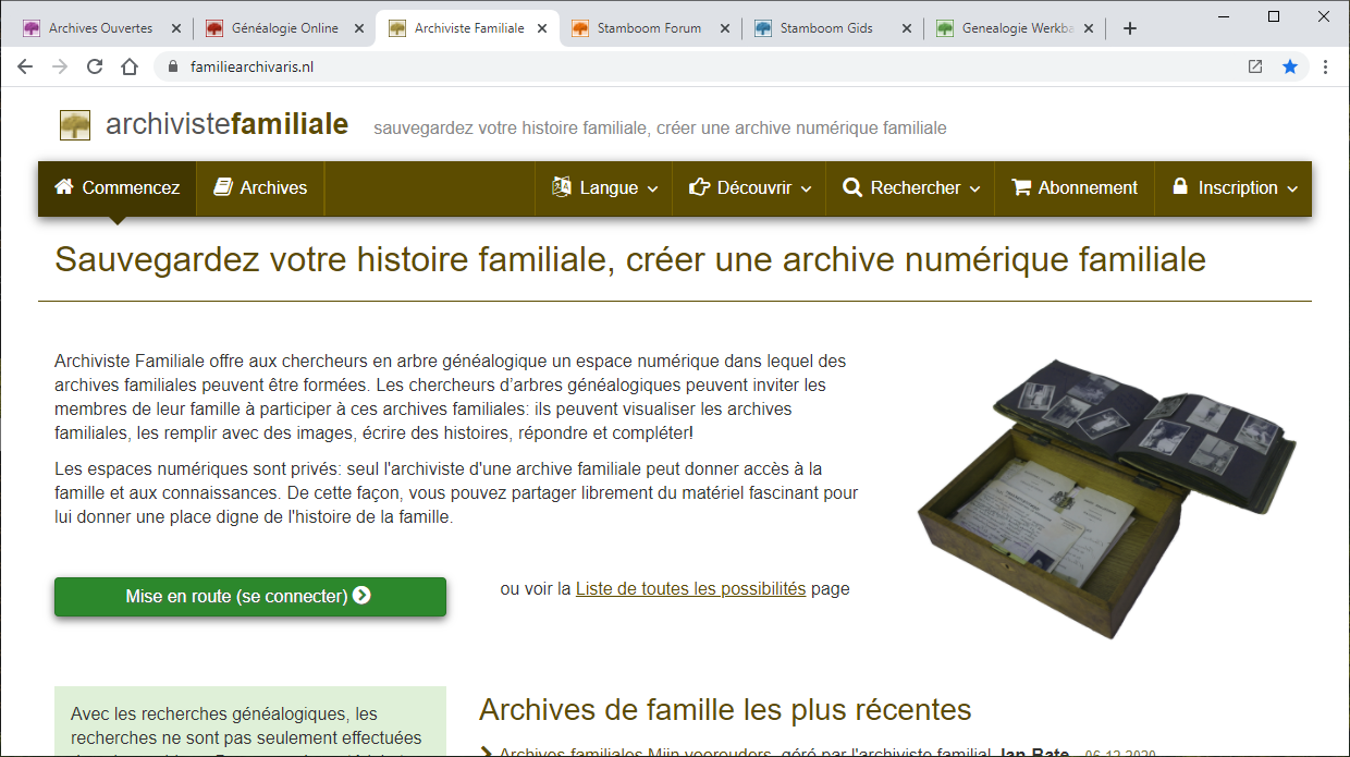Screenshot Archiviste Familiale