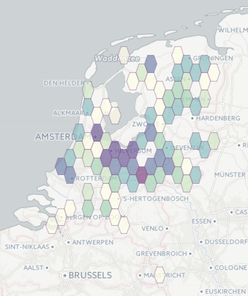 Zoekresultaten getoond op de kaart