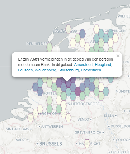Zoekresultaten getoond op de kaart